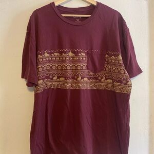 Men's Burgundy Patterned T-Shirt